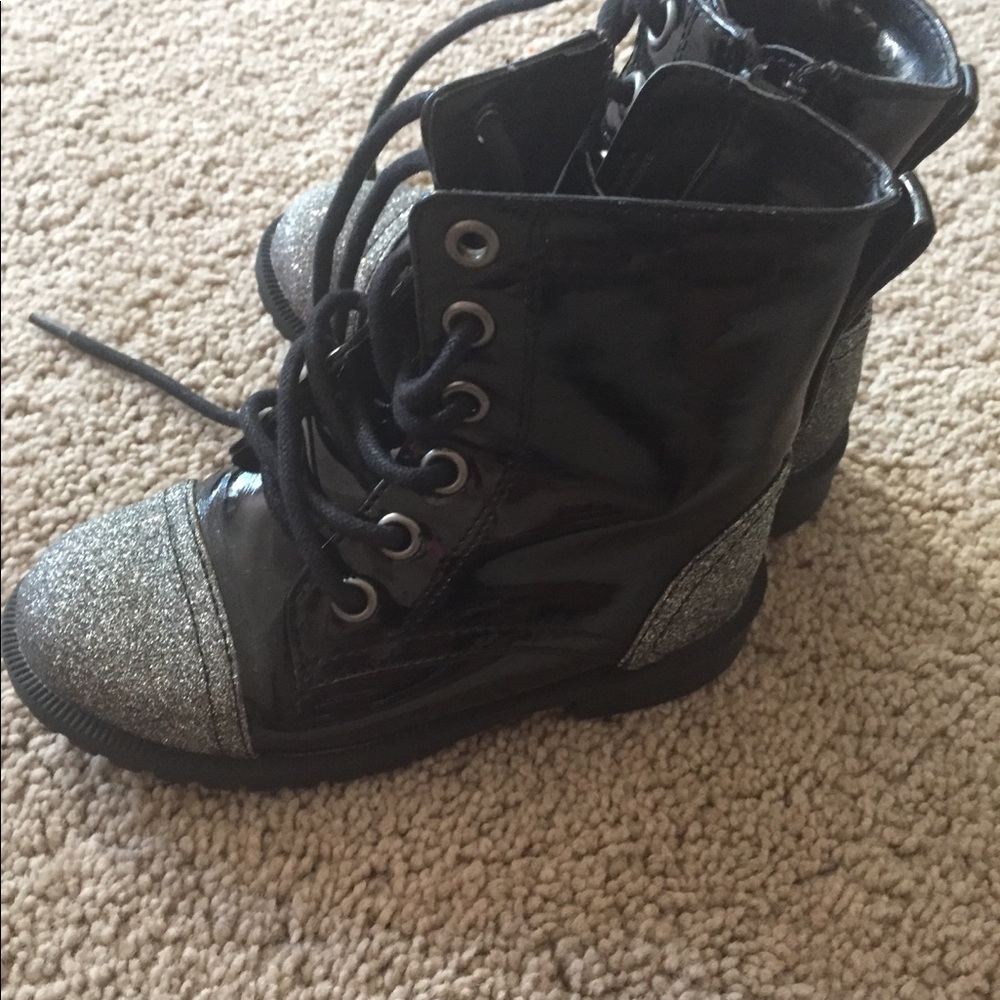 Black combat with silver glitter boots!